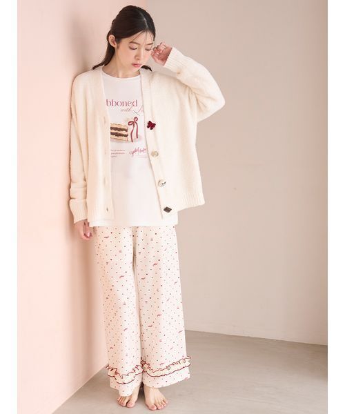 SNIDEL HOME パジャマ ルームウェア ハートドット柄ロングパンツ