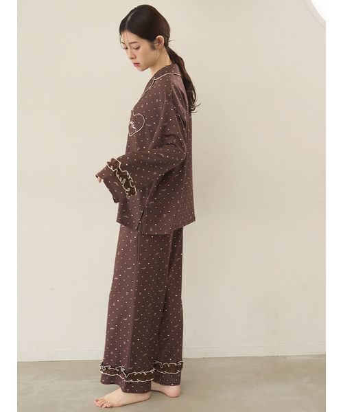 SNIDEL HOME パジャマ ルームウェア ハートドット柄ロングパンツ