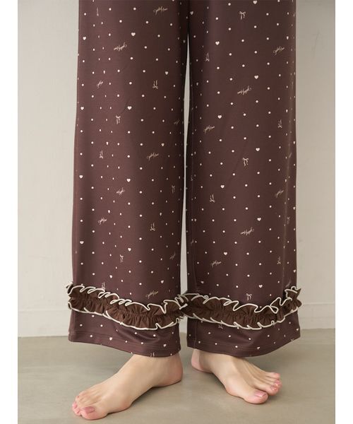 SNIDEL HOME パジャマ ルームウェア ハートドット柄ロングパンツ