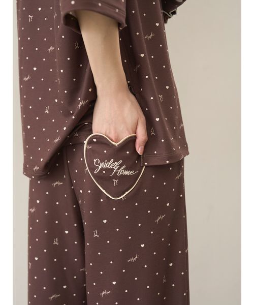 SNIDEL HOME パジャマ ルームウェア ハートドット柄ロングパンツ