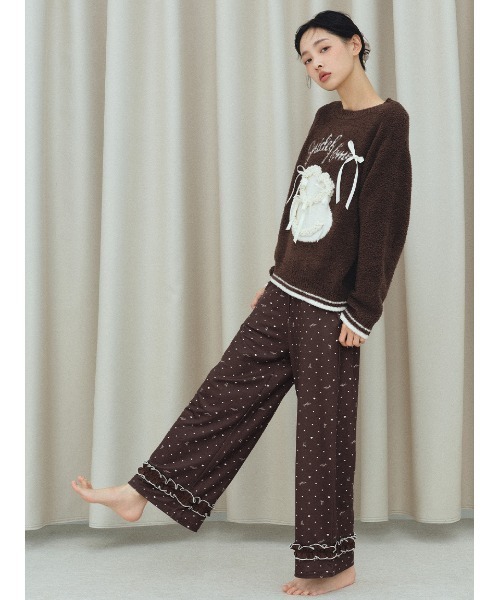 SNIDEL HOME パジャマ ルームウェア ハートドット柄ロングパンツ