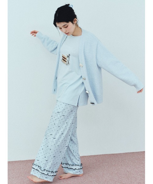 SNIDEL HOME パジャマ ルームウェア ハートドット柄ロングパンツ