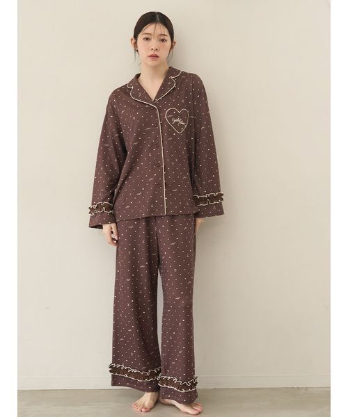 SNIDEL HOME パジャマ ルームウェア ハートドット柄ロングパンツ
