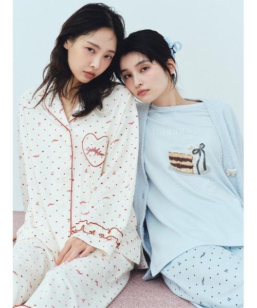 SNIDEL HOME パジャマ ルームウェア ハートドット柄ロングパンツ