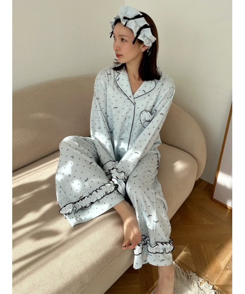 SNIDEL HOME パジャマ ルームウェア ハートドット柄ロングパンツ