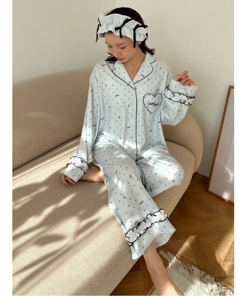 SNIDEL HOME パジャマ ルームウェア ハートドット柄ロングパンツ