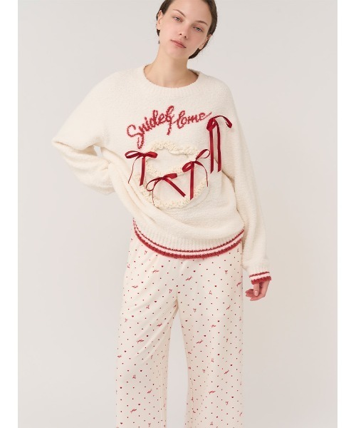 SNIDEL HOME パジャマ ルームウェア ハートドット柄ロングパンツ