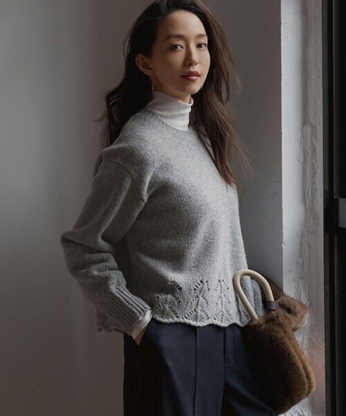 23区 長袖 クルーネックニット グレー系 サイズ38 23区（ニジュウサンク） 長袖ニット 38 グレー レディース : ZOZOTOWN