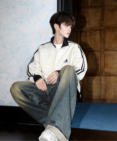 「CONVERSE」 ジャージブルゾン MEDIUM ネイビー メンズ_画像5