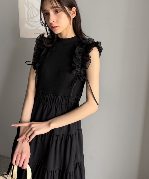 「mily bilet」 ドッキングワンピース LARGE ブラック レディース_画像3