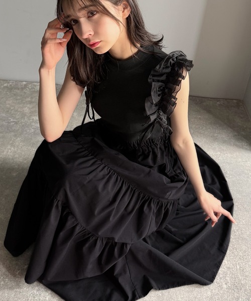 「mily bilet」 ドッキングワンピース LARGE ブラック レディース_画像9