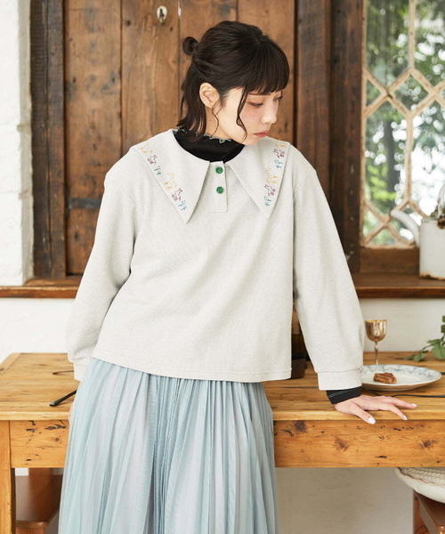 tシャツ Aventura セーラーカラーアニマル刺繍入りカットソー レディース