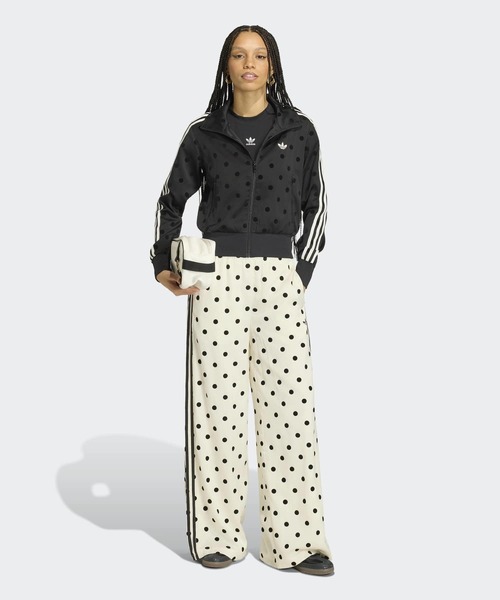adidas サテン水玉TTトラックトップ ドット柄 ブラック ジャージ adidas（アディダス） ジャージ サテン水玉TTトラックトップ