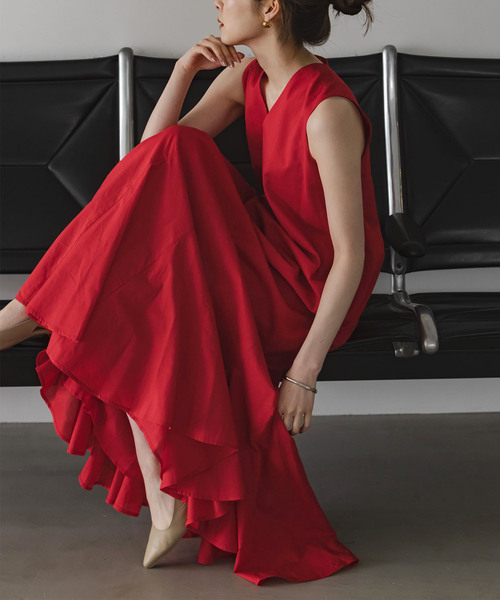 MARIHA マリハ コットンスリーブプリーツワンピース　ドレス　レッド　レディース MARIHA（マリハ） ワンピース 「追加・NOBLE別注カラー」MARIHA/マリハ