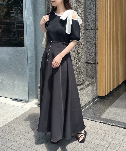 「one after another NICE CLAUP」 フレアスカート LARGE ブラック レディース_画像9
