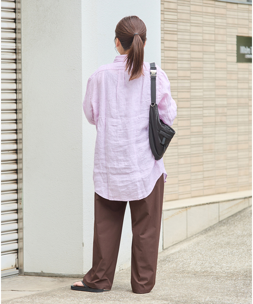 ワイドパンツ パンツ 「追加3」「撥水/接触冷感/洗える/UVカット」リネンナイロンストレッチワイドパンツ レディースの画像