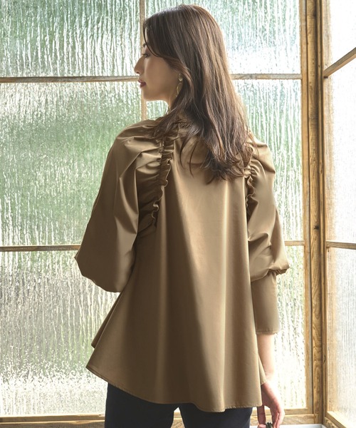「RUIRUE BOUTIQUE」 長袖ブラウス S カーキ レディース_画像3