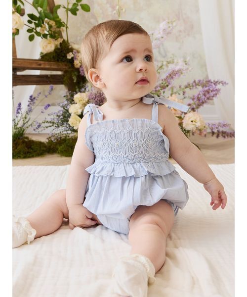 ベビー服 ロンパース スモッキングプレイスーツ Petite Check
