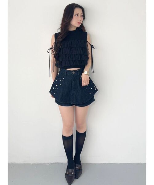 ANN DEMEULEMEESTER ショートパンツ 製品染め　ミニスカート MERCURYDUO（マーキュリーデュオ） パンツ パールデニムショートパンツ