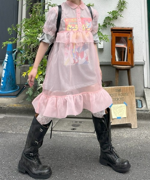 Alley Tokyo ワンピース 半袖 シアーいろんなボタンフリフリワンピ