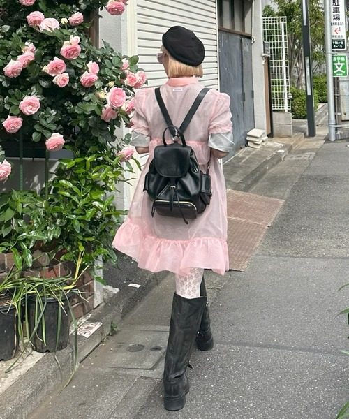 Alley Tokyo ワンピース 半袖 シアーいろんなボタンフリフリワンピ