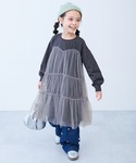 ワンピース ふんわり チュールドッキング長袖ワ...の詳細画像1