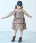 ワンピース ふんわり チュールドッキング長袖ワ...の詳細画像2