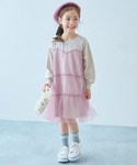 ワンピース ふんわり チュールドッキング長袖ワ...の詳細画像3