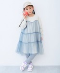 ワンピース ふんわり チュールドッキング長袖ワ...の詳細画像4