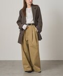 ワイドパンツ チノパン 2タックワイドストレッ...の詳細画像4