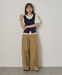 ワイドパンツ チノパン 2タックワイドストレッ...の詳細画像2