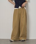 ワイドパンツ チノパン 2タックワイドストレッ...の詳細画像1