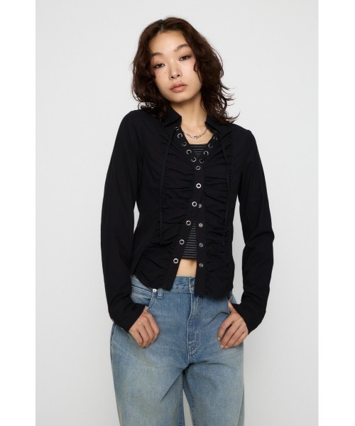 ブラウス シャツ V  NECK GATHER シャツ レディース | LAGUA GEM | 04