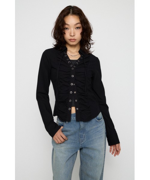 ブラウス シャツ V  NECK GATHER シャツ レディース | LAGUA GEM | 05
