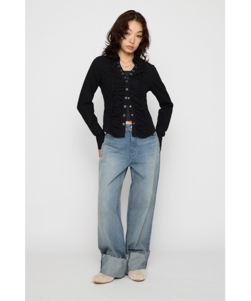 ブラウス シャツ V  NECK GATHER シャツ レディース | LAGUA GEM | 06