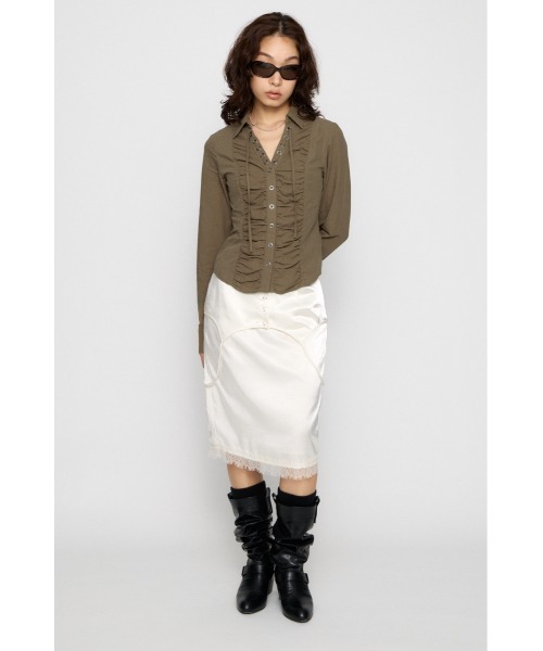 ブラウス シャツ V  NECK GATHER シャツ レディース | LAGUA GEM | 10