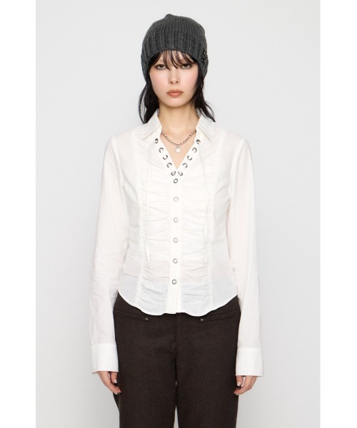 ブラウス シャツ V  NECK GATHER シャツ レディース | LAGUA GEM | 15