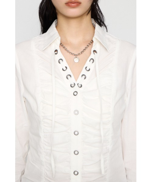 ブラウス シャツ V  NECK GATHER シャツ レディース | LAGUA GEM | 18