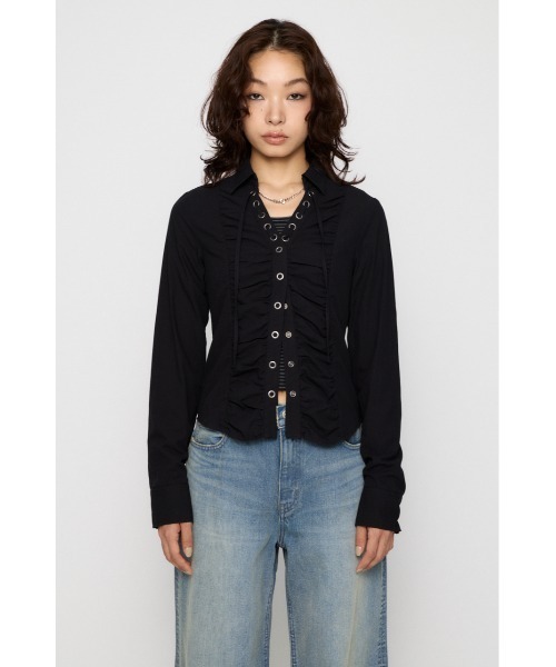 ブラウス シャツ V  NECK GATHER シャツ レディース | LAGUA GEM | 03