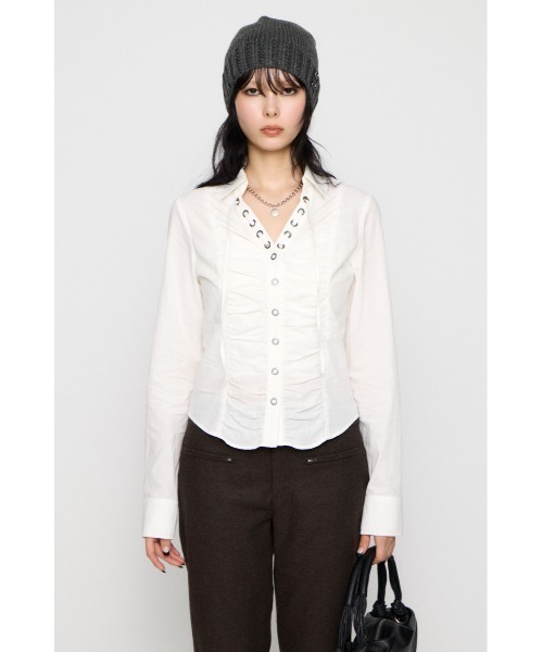 ブラウス シャツ V  NECK GATHER シャツ レディース | LAGUA GEM | 11