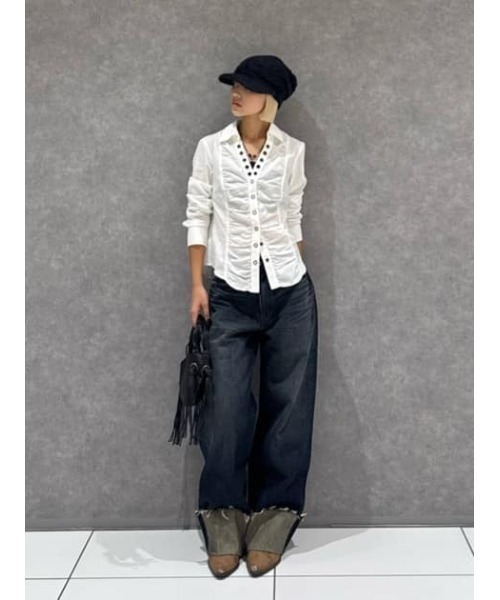 ブラウス シャツ V  NECK GATHER シャツ レディース | LAGUA GEM | 20