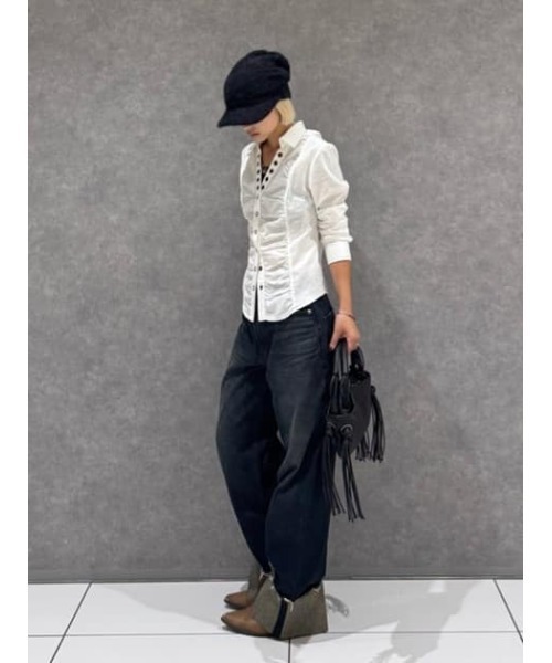 ブラウス シャツ V  NECK GATHER シャツ レディース | LAGUA GEM | 21