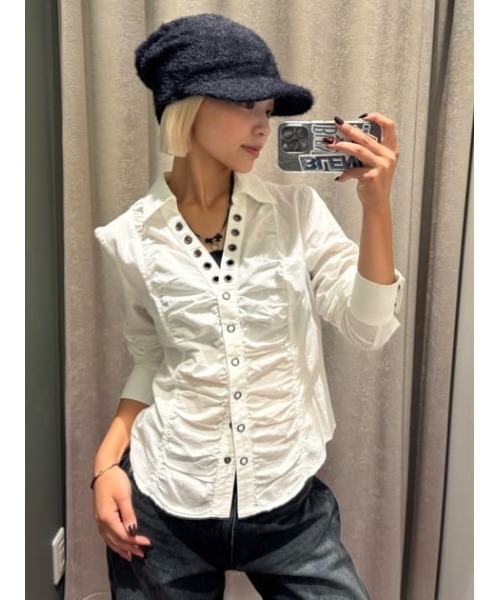 ブラウス シャツ V  NECK GATHER シャツ レディース | LAGUA GEM | 22
