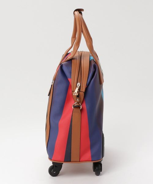 ４輪マルチストライプ柄　親子キャリーバック スーツケース 4輪マルチストライプ柄親子キャリーBAG