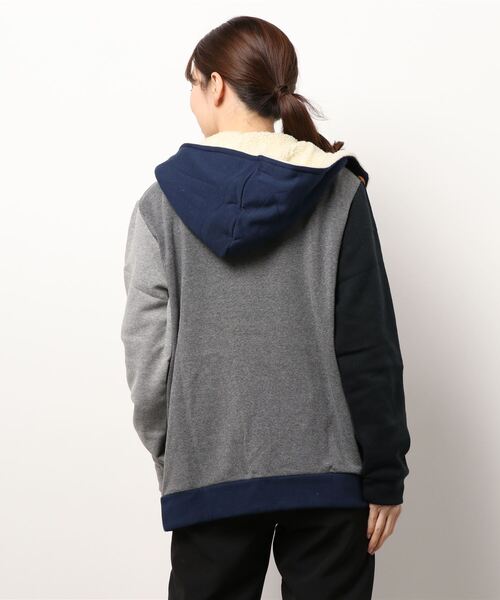 パーカー 「ISLAND PEAK」フード裏ボア 裏起毛ボタンパーカー