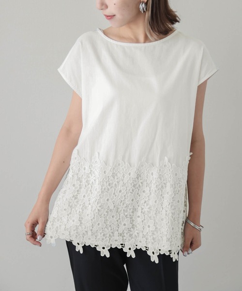 SUGAR BISKET tシャツ 花柄レースフレンチスリーブトップス レディース  