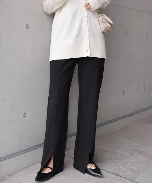 evernavy パンツ ポンチスリットパンツ レディース : ZOZOTOWN Yahoo