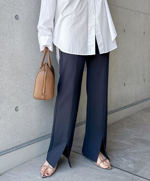 evernavy パンツ ポンチスリットパンツ レディース : ZOZOTOWN Yahoo