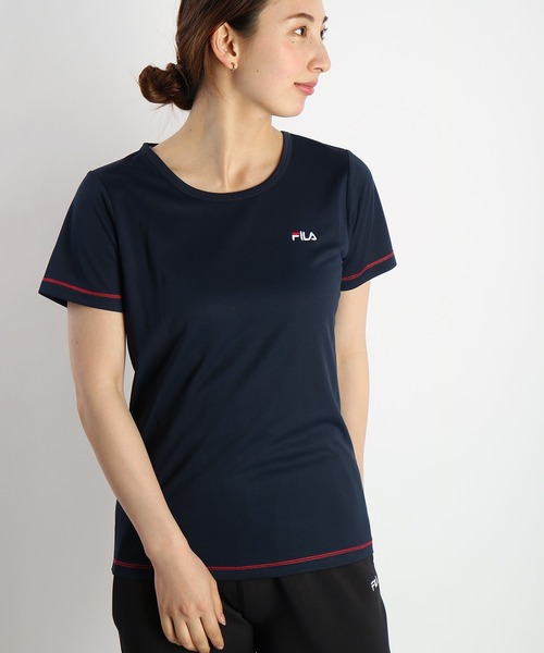 ¥10780 FILA レディース 半袖Tシャツ ネイビー XLサイズ 新品 FILA（フィラ） tシャツ 半袖 吸水速乾 ダブルメッシュ 半袖Tシャツ