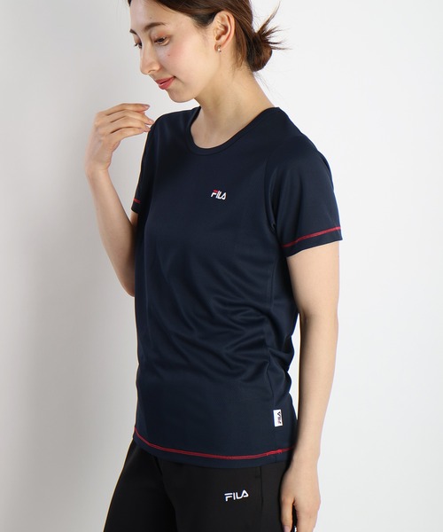 ¥10780 FILA レディース 半袖Tシャツ ネイビー XLサイズ 新品 FILA（フィラ） tシャツ 半袖 吸水速乾 ダブルメッシュ 半袖Tシャツ
